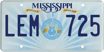 MS license plate LEM725