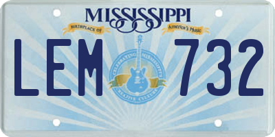 MS license plate LEM732