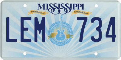 MS license plate LEM734