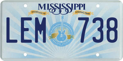 MS license plate LEM738