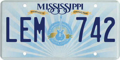 MS license plate LEM742