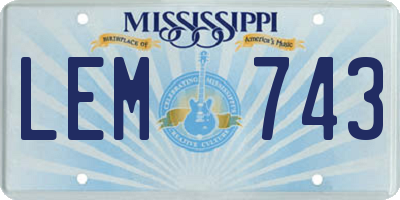 MS license plate LEM743