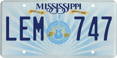 MS license plate LEM747