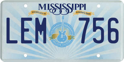 MS license plate LEM756