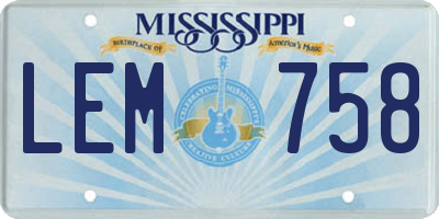 MS license plate LEM758