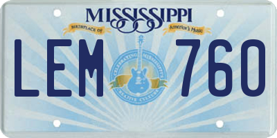 MS license plate LEM760