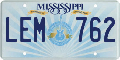 MS license plate LEM762