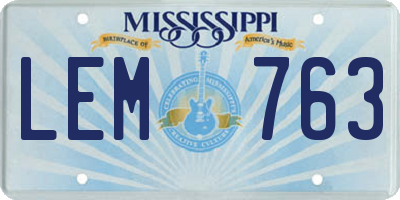 MS license plate LEM763