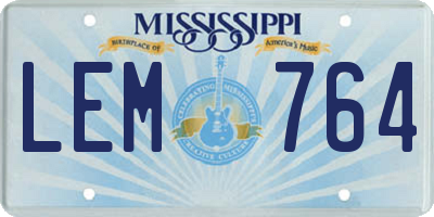 MS license plate LEM764