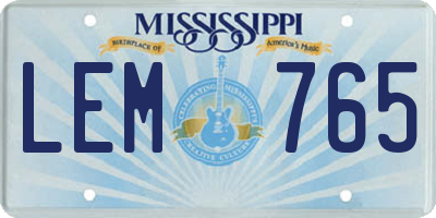 MS license plate LEM765