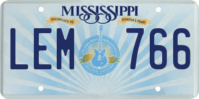 MS license plate LEM766