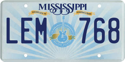 MS license plate LEM768