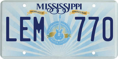MS license plate LEM770