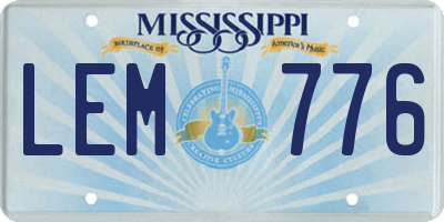 MS license plate LEM776