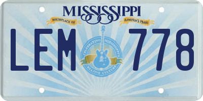 MS license plate LEM778