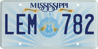 MS license plate LEM782