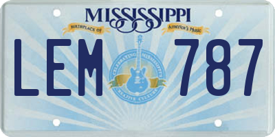 MS license plate LEM787