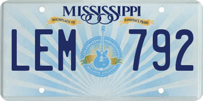 MS license plate LEM792