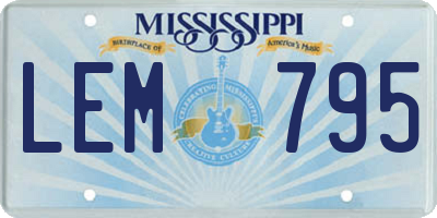 MS license plate LEM795