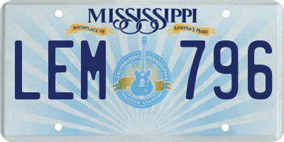 MS license plate LEM796