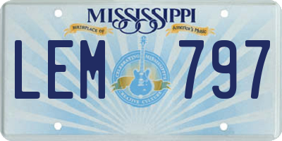 MS license plate LEM797