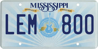 MS license plate LEM800