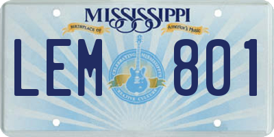 MS license plate LEM801