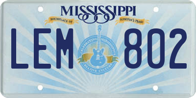 MS license plate LEM802