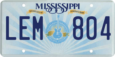 MS license plate LEM804