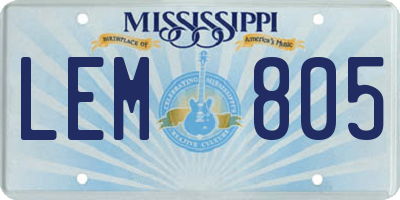 MS license plate LEM805