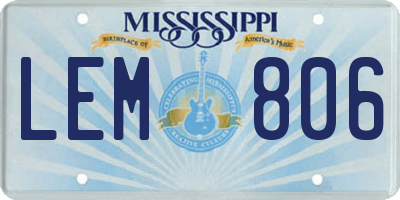 MS license plate LEM806