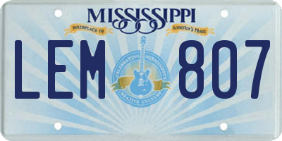 MS license plate LEM807