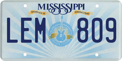 MS license plate LEM809