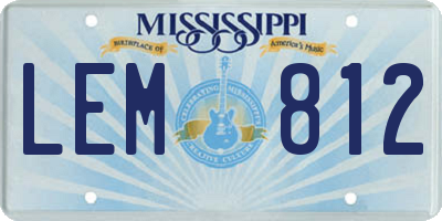 MS license plate LEM812
