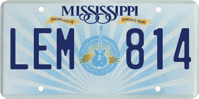 MS license plate LEM814