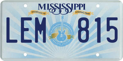 MS license plate LEM815