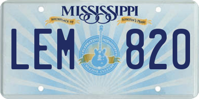 MS license plate LEM820