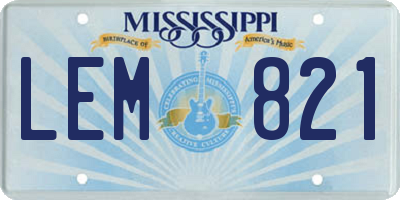 MS license plate LEM821