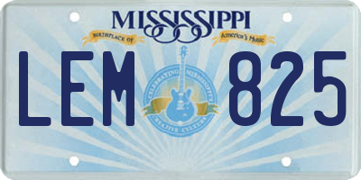 MS license plate LEM825
