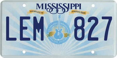 MS license plate LEM827