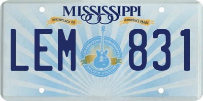 MS license plate LEM831