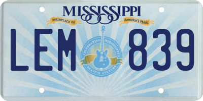 MS license plate LEM839