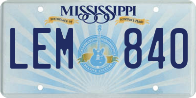 MS license plate LEM840