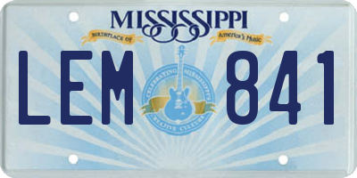 MS license plate LEM841
