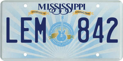 MS license plate LEM842
