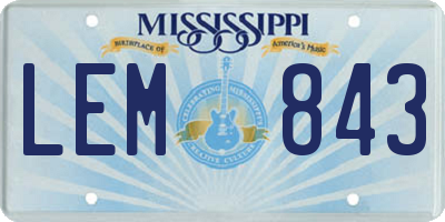 MS license plate LEM843