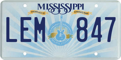 MS license plate LEM847