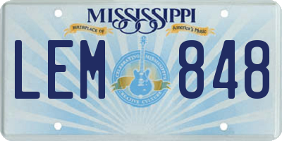 MS license plate LEM848