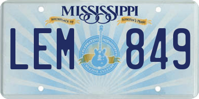 MS license plate LEM849