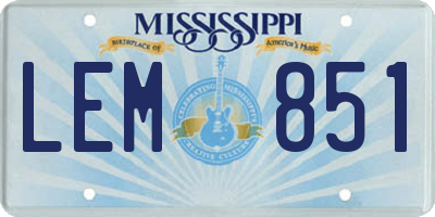 MS license plate LEM851